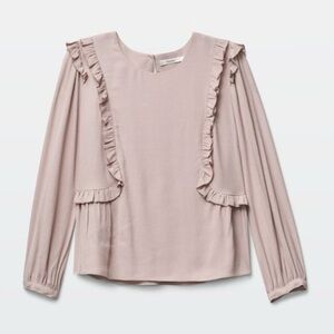 Talula Ruffled Blouse Taupe Neutral Poetcore